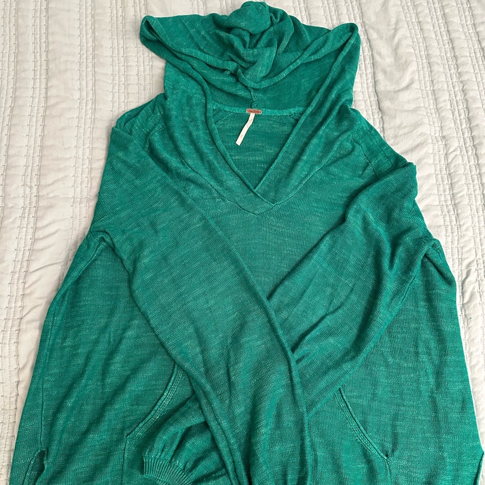 Free people green knit hoodie M